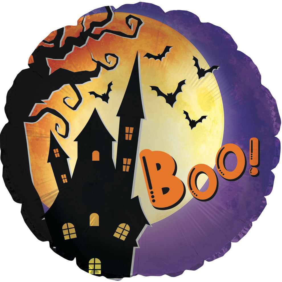 9" Airfill Only Boo Moon Haunted House Foil Balloon