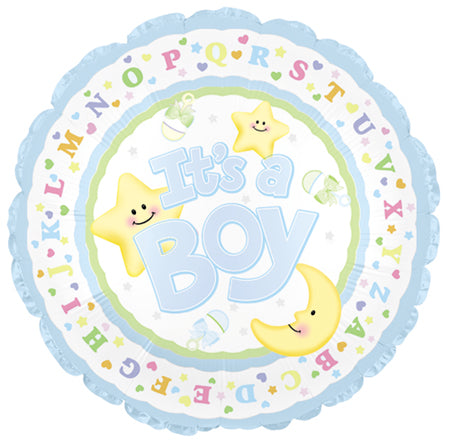 9" Airfill Only It's A Boy Moon & Stars Balloon