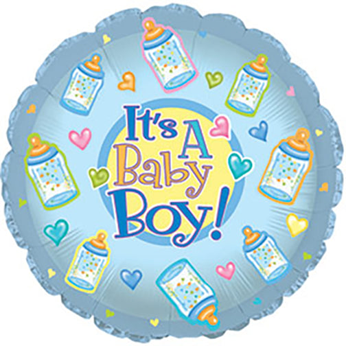 9" Airfill Only Baby Boy Bottles Self Sealing Valve Foil Balloon