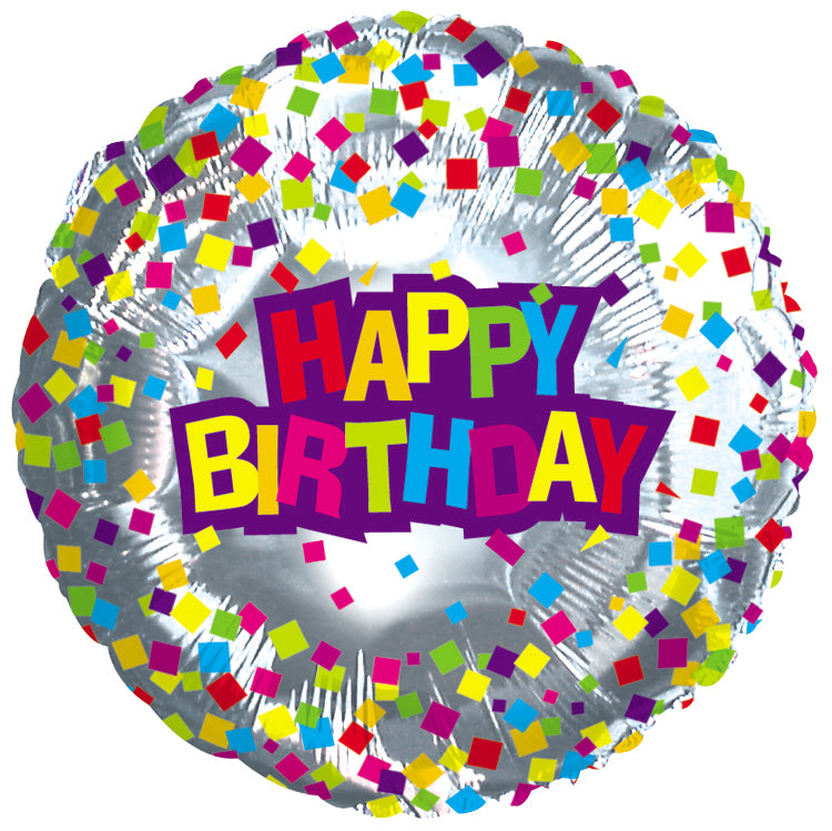 9" Airfill Only Happy Birthday Confetti Balloon