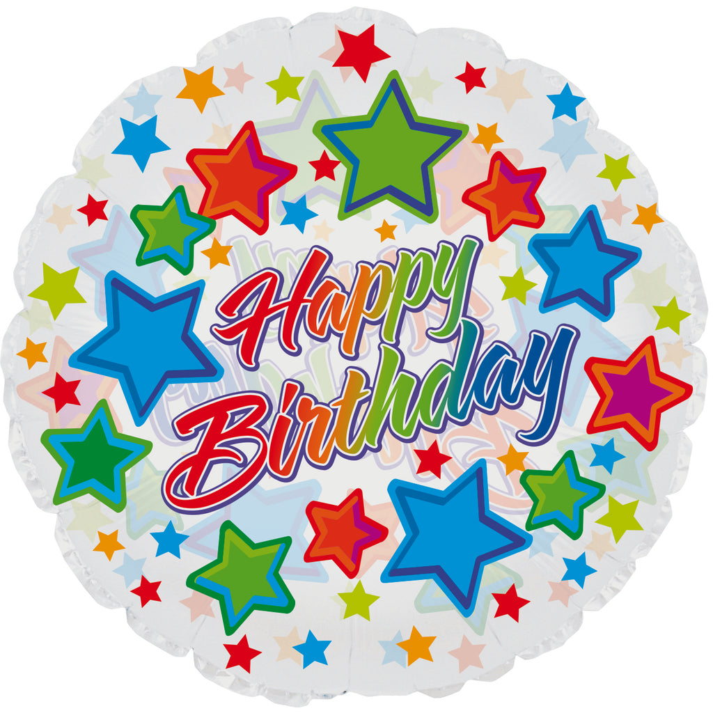 14" Airfill Only Pearlized Birthday Stars Foil Balloon