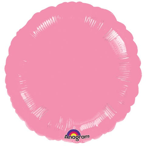 18" Metallic Pink Circle Anagram Brand Balloon