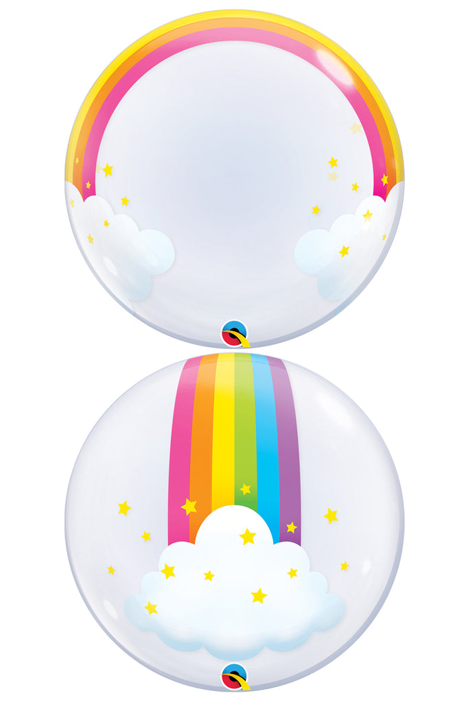 24" Rainbow Clouds Deco Bubble Balloon