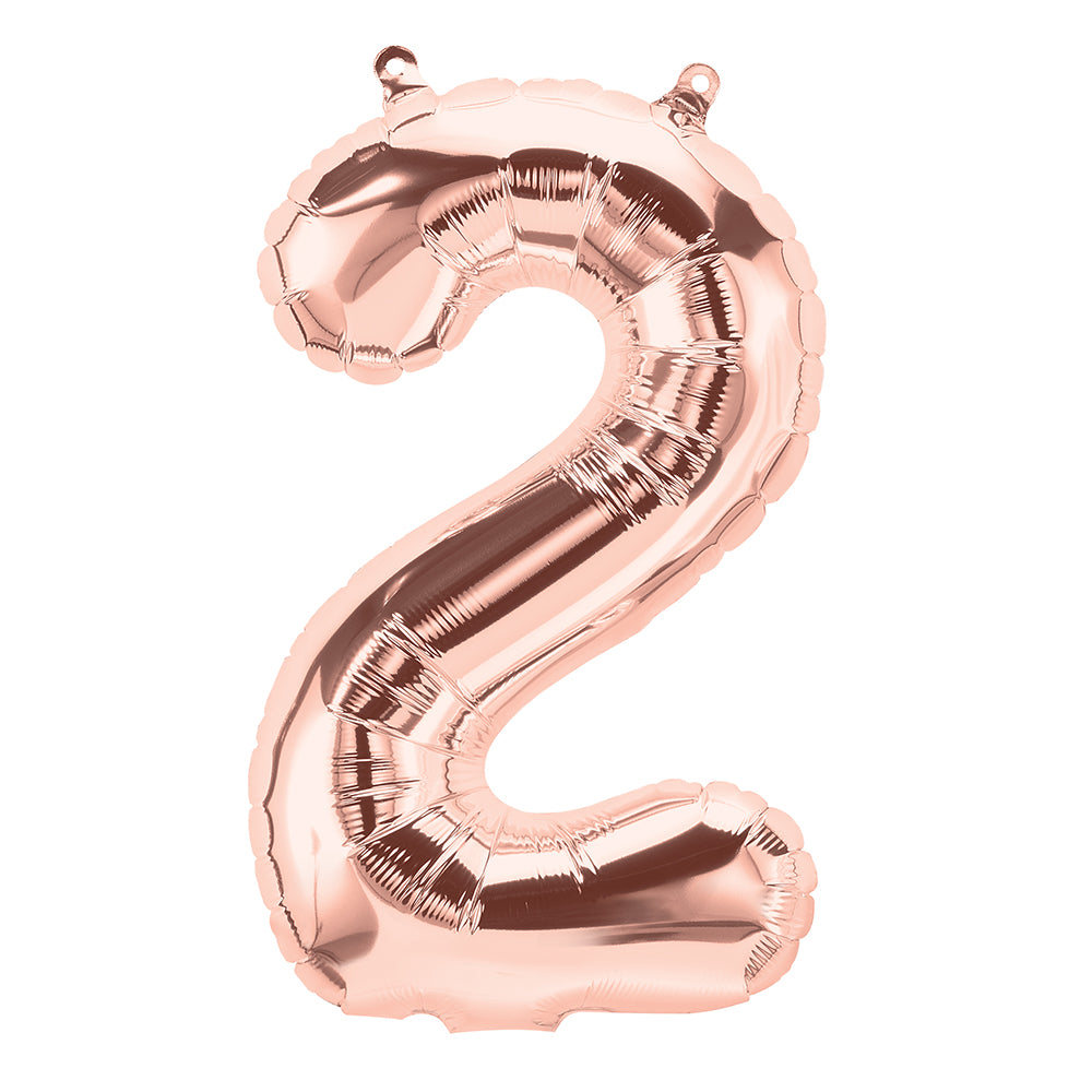 16" Northstar Brand Airfill Only Number 2 - Rose Gold Number Foil Balloon