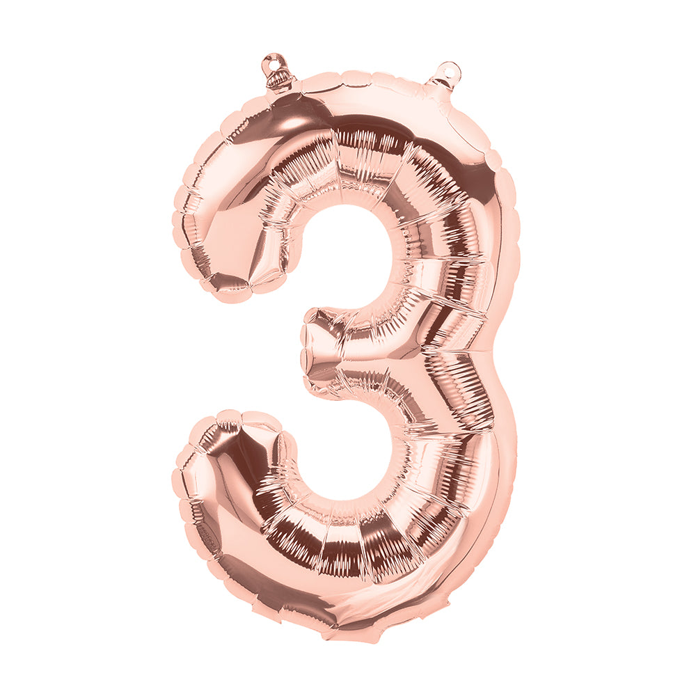 16" Northstar Brand Airfill Only Number 3 - Rose Gold Number Foil Balloon