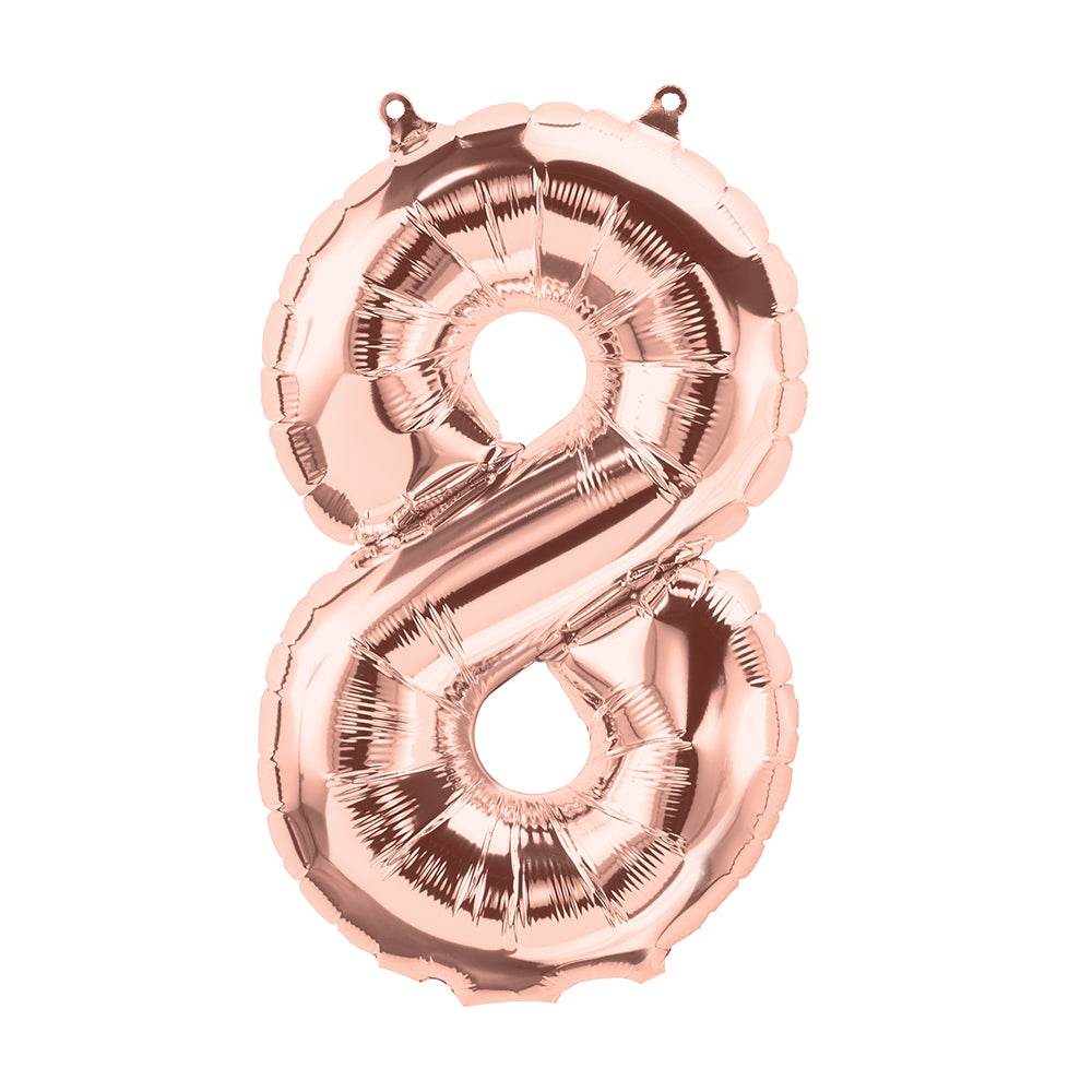 16" Northstar Brand Airfill Only Number 8 - Rose Gold Number Foil Balloon