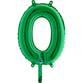 14" Airfill Only (Self Sealing) Number Zero Green Balloon