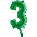 14" Airfill Only (Self Sealing) Number 3 Green Balloon