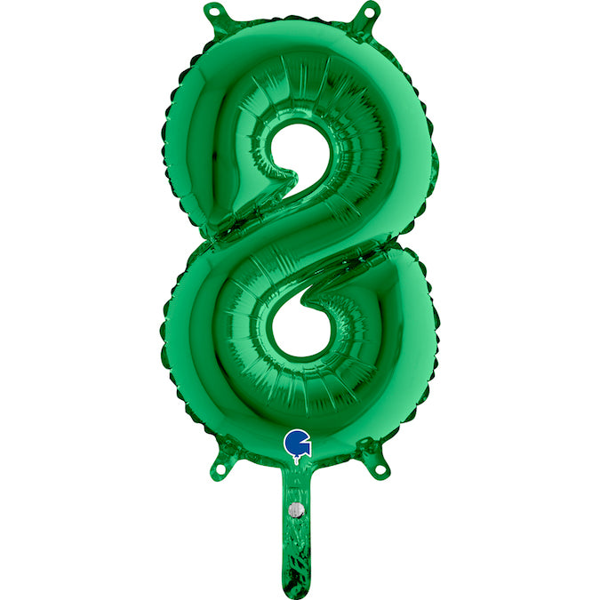 14" Airfill Only (Self Sealing) Number 8 Green Balloon