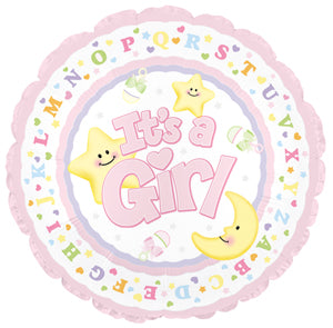 4" Airfill Only It's A Girl Moon & Stars Balloon
