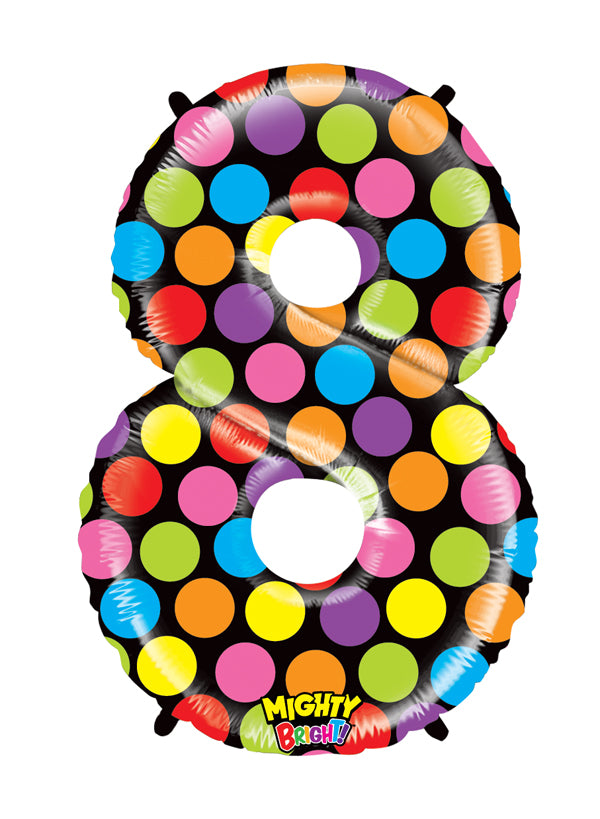 40" Mighty Bright Shape Polybagged Number 8 Balloon