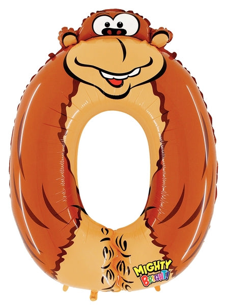 40" Zooloon Mighty Bright Balloon Packaged Number 0 "Gorilla"