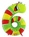 40" Number 6 "Caterpillar" Jumbo Balloon (Polybag)