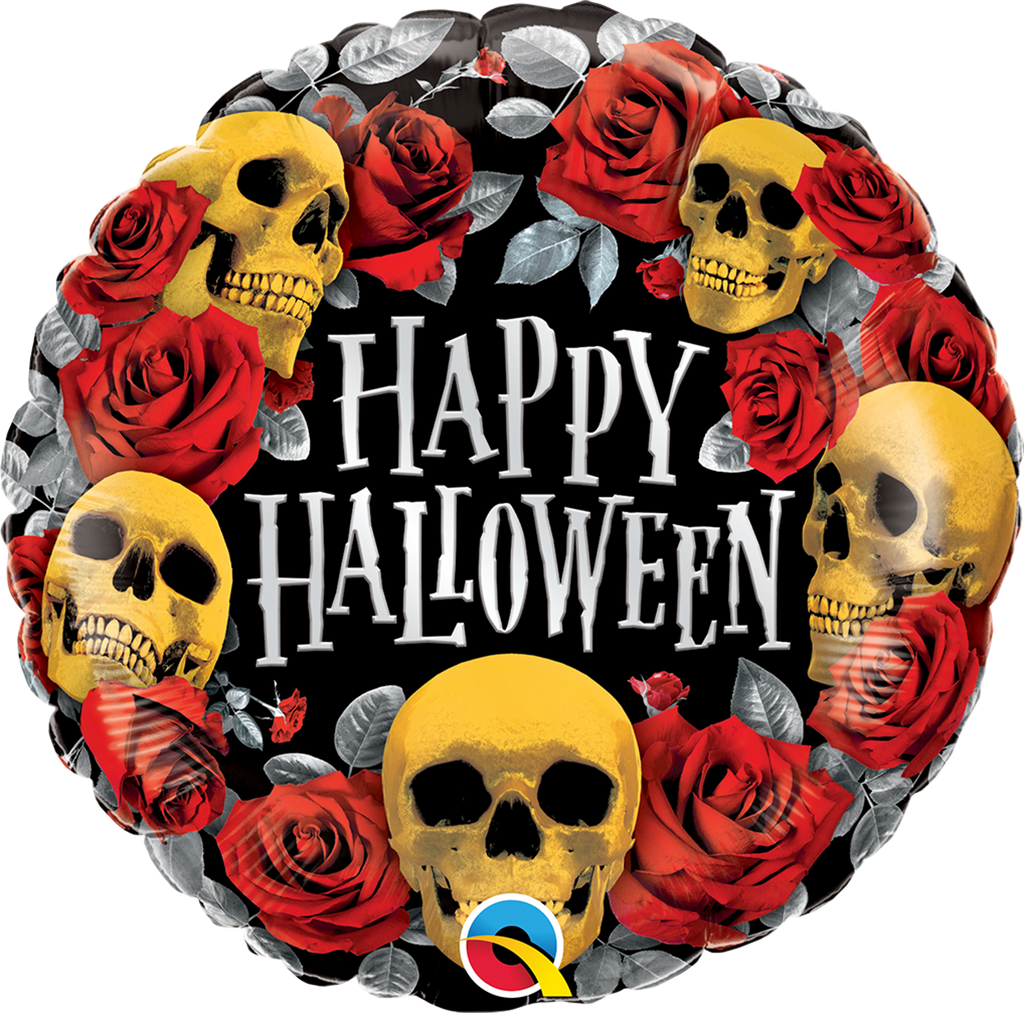 18" Halloween Golden Skulls Foil Balloon