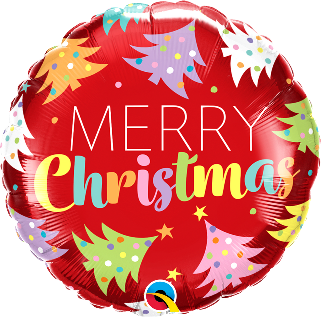 18" Christmas Trees Red Foil Balloon