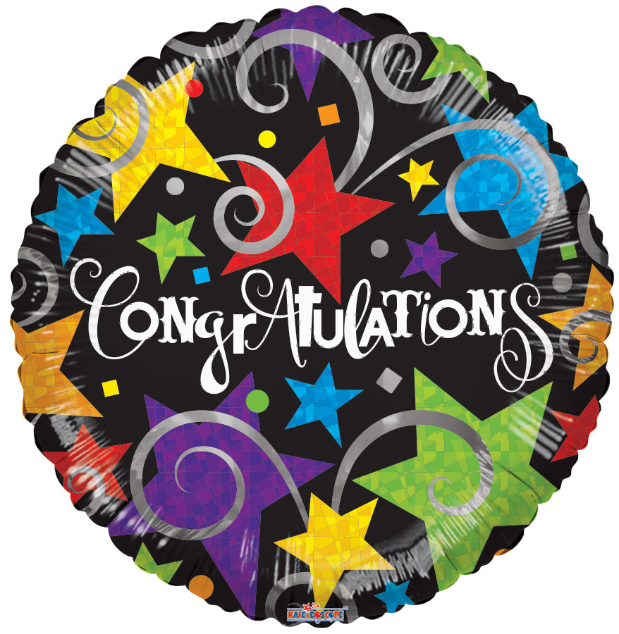 9" Airfill Only Congratulations Black Balloon