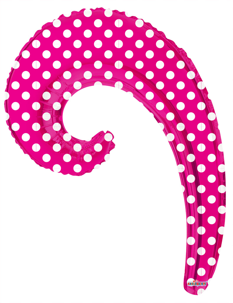 14" Airfill Only Kurly Wave Hot Pink Dots Balloon