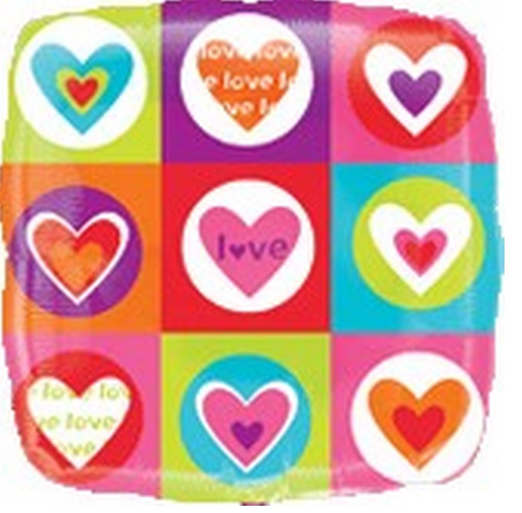 18" Love Hearts and Squares Balloon