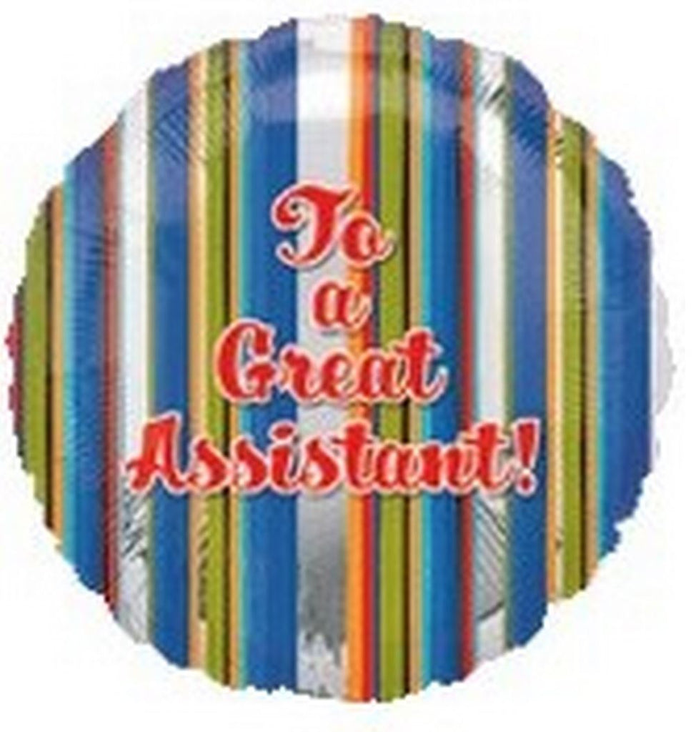 18" To a Great Assistant Stripes Balloon