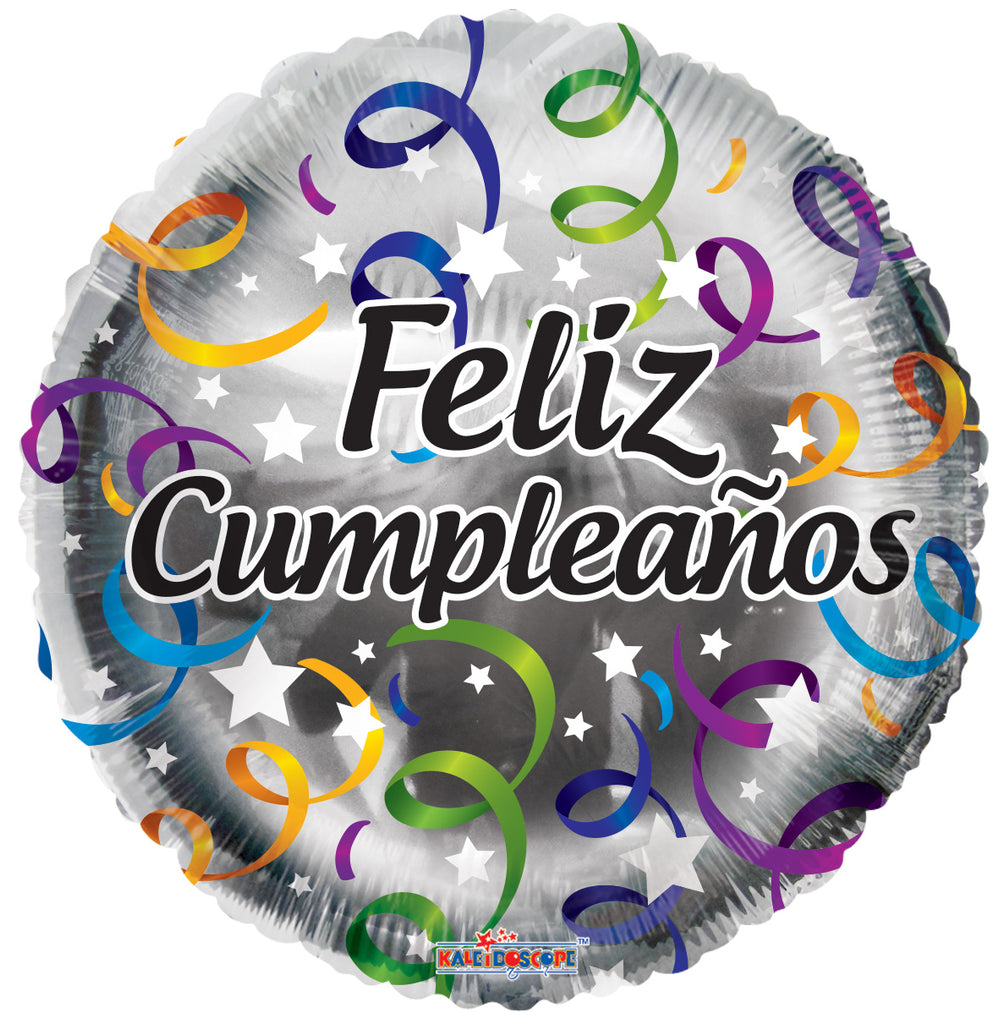 18" Feliz Cumpleaños Streamers Balloon (Spanish)