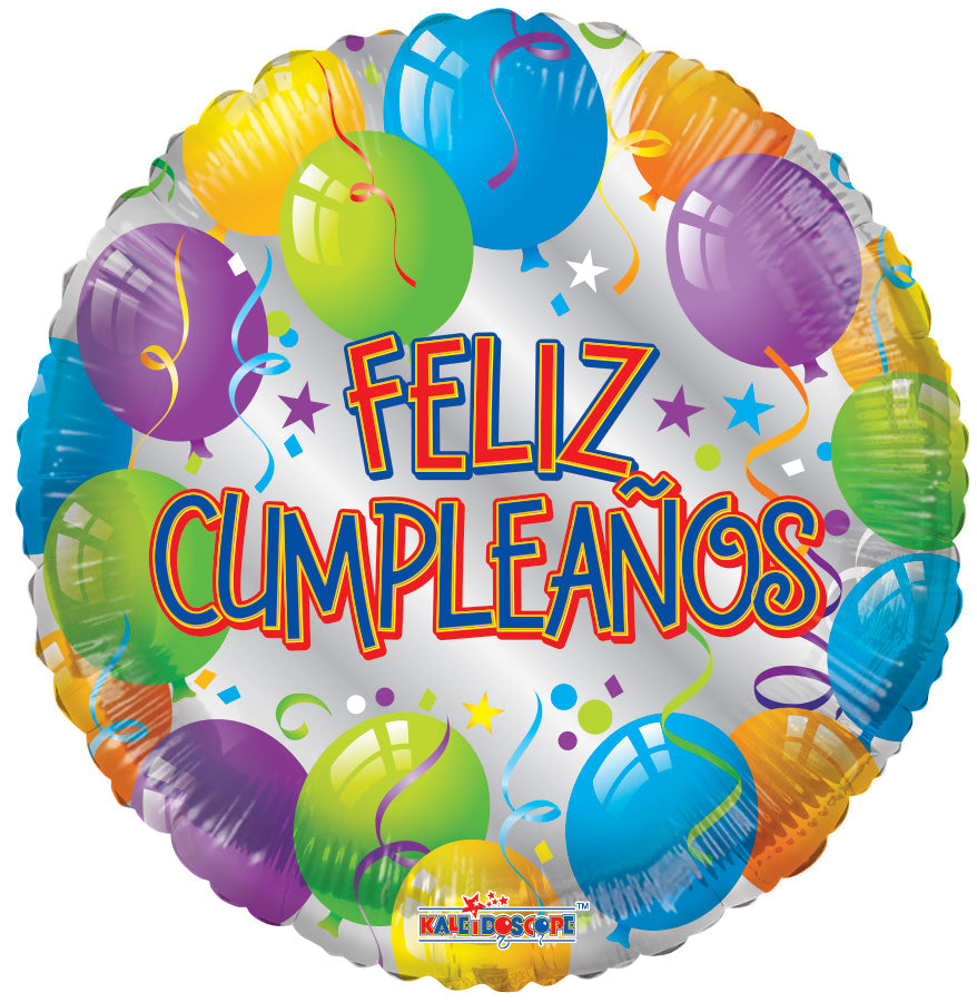 18" Feliz Cumpleaños Silver Balloon (Spanish)