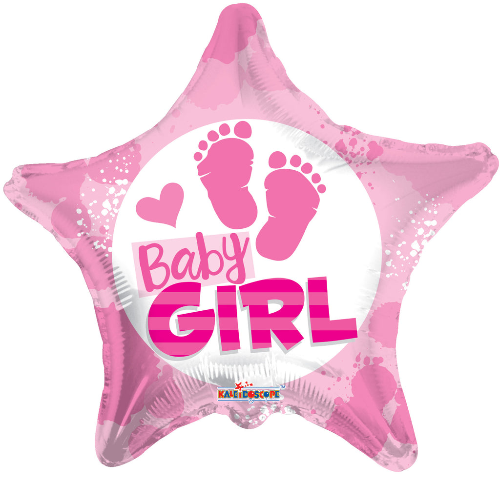 18" Baby Girl Footprints Balloon