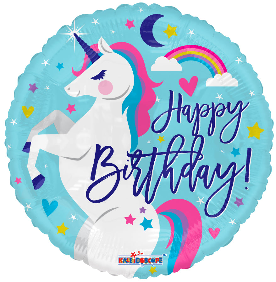 18" Round Birthday Unicorn Balloon