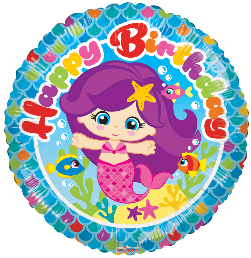 18" Round Birthday Mermaid Balloon