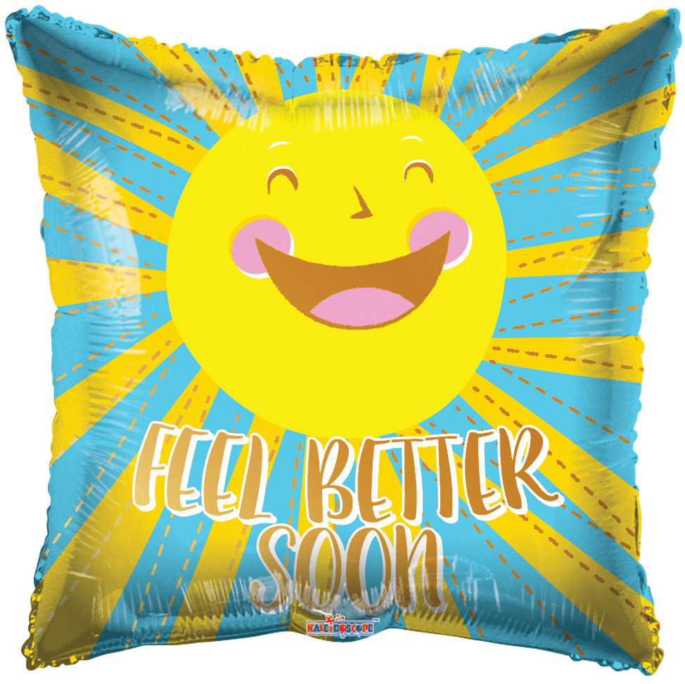 9" Airfill Only Feel Better Happy Sun Balloon With Valve