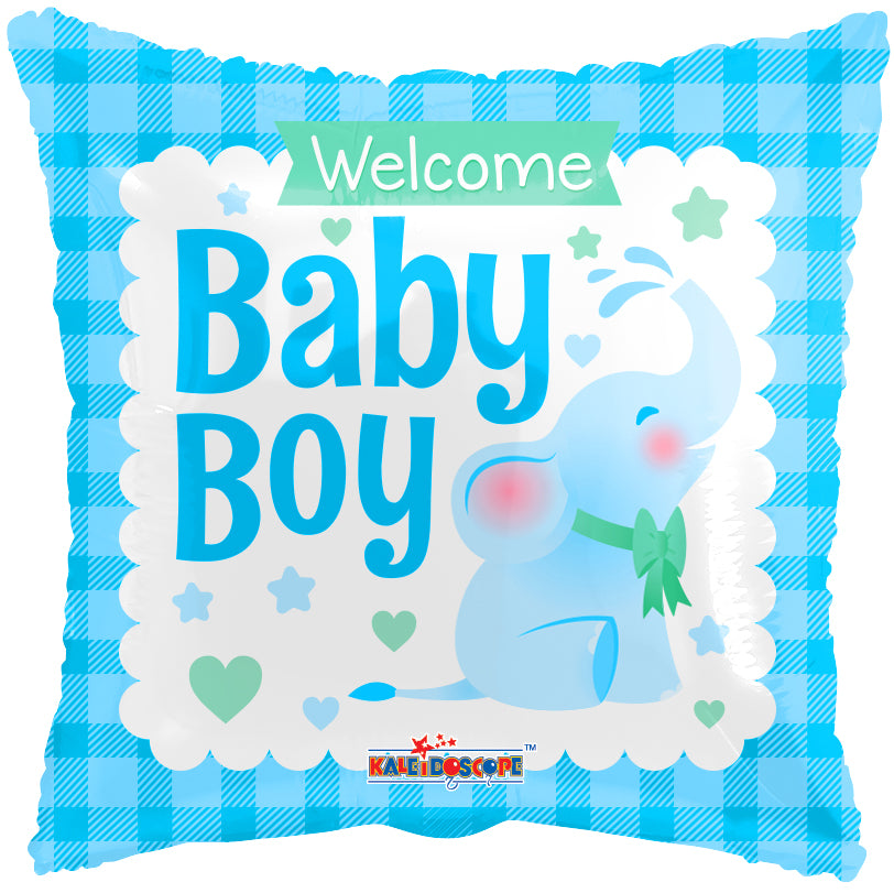 18" Square Baby Boy Little Elephant Gellibean Balloon