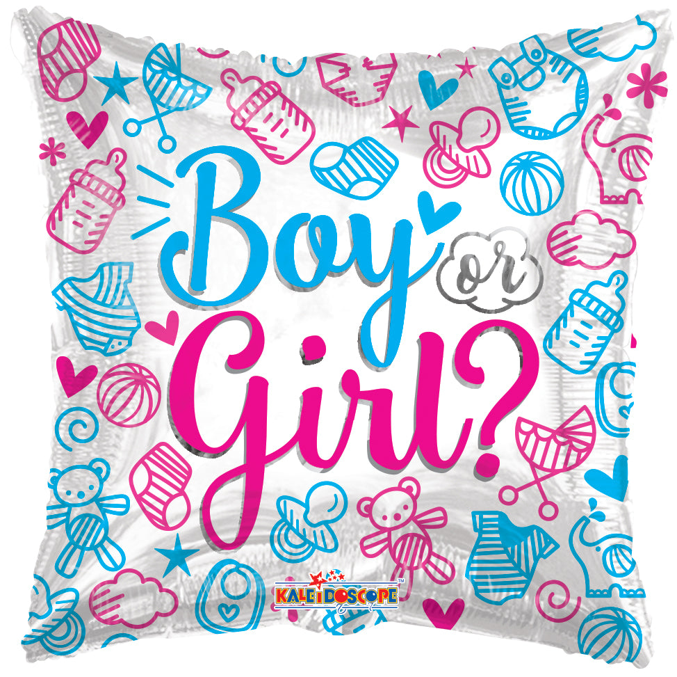 18" Square Boy Or Girl? Balloon