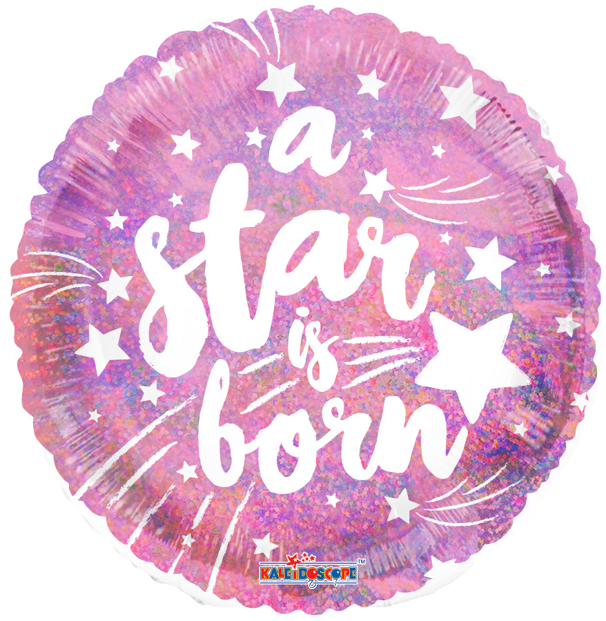 18" Round A Star Is Born Pink Holographic Balloon