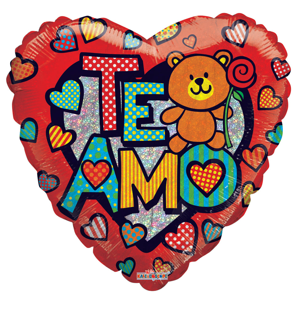 18" Cute Bear Te Amo Holographic Balloon (Spanish)