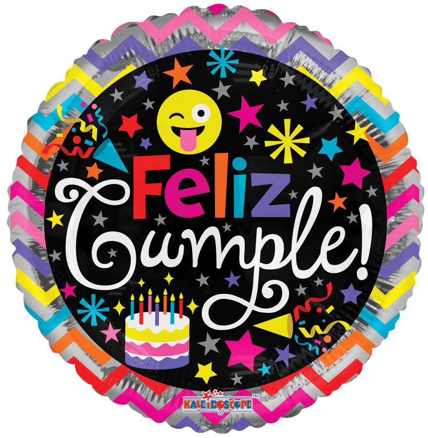 9" Airfill Only Feliz Cumple Smiley Balloon Valved (Spanish)