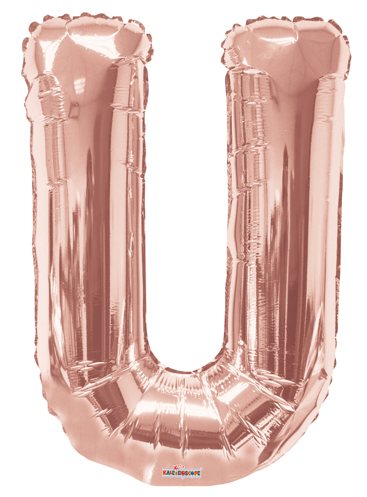 34" Letter U Rose Gold Shape Balloon