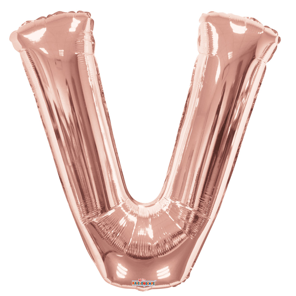 34" Letter V Rose Gold Shape Balloon