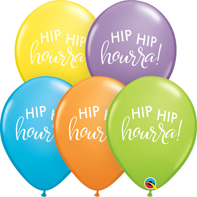 11" Latex Balloons Bright Patsel Assorted (50 Per Bag) Simplement Hip Hip Hourra