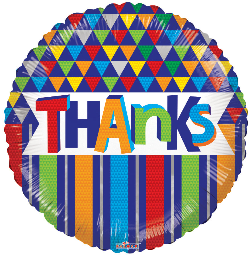 18" Thanks Lines & Triangles Foil Balloon