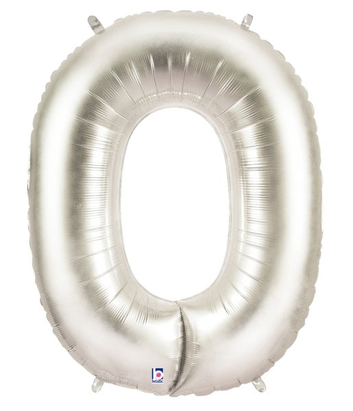 40" Megaloon Large Number Balloon 0 Silver