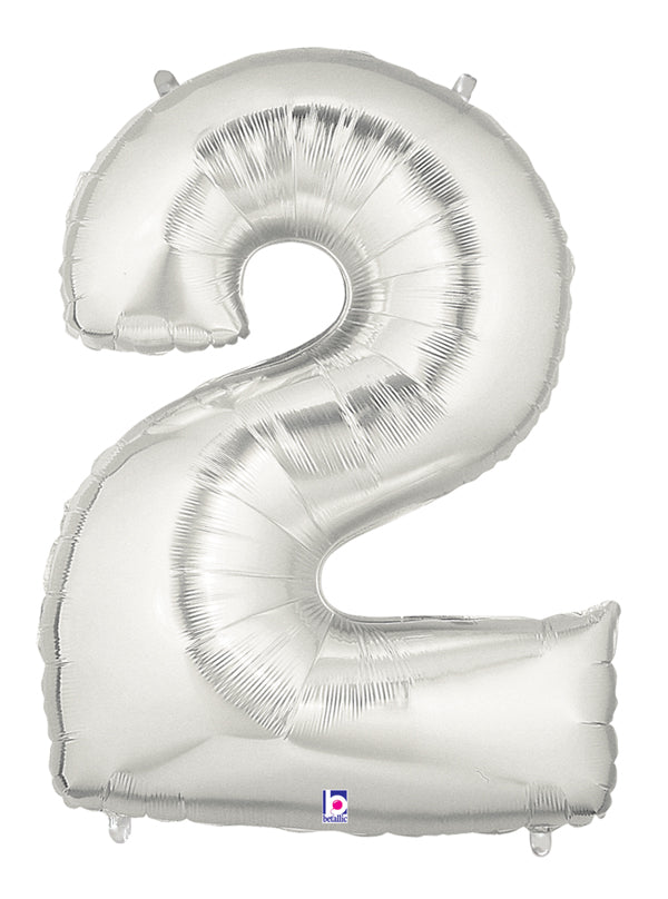 40" Megaloon Large Number Balloon 2 Silver