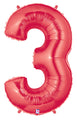 40" Large Number Balloon 3 Red