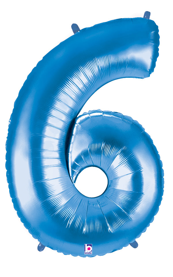 40" Large Number Balloon 6 Blue