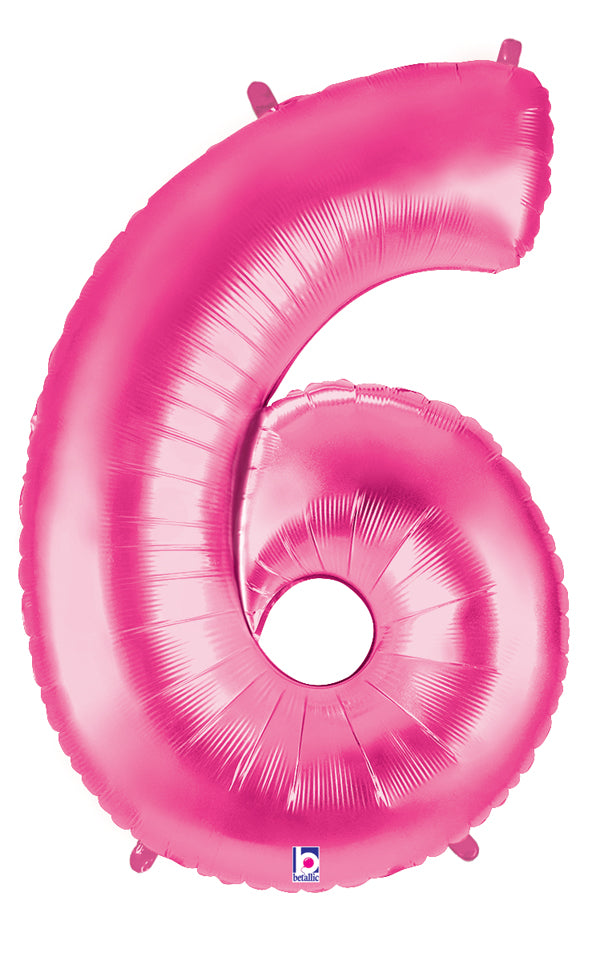 40" Large Number Balloon 6 Pink
