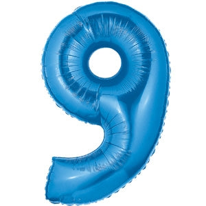40" Large Number Balloon 9 Blue