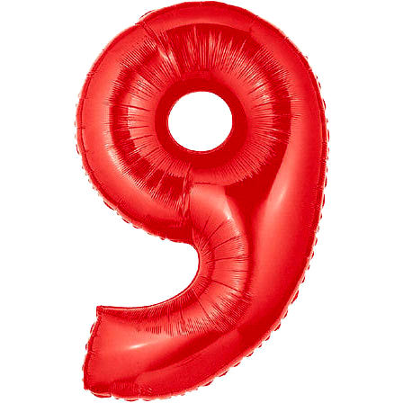 40" Large Number Balloon 9 Red