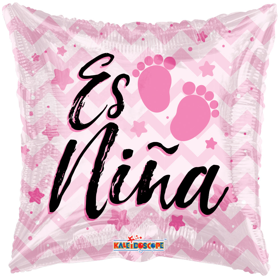 18" Es Niña Baby Prints Foil Balloon (Spanish)