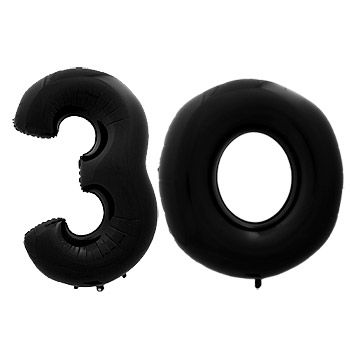 40" Black Megaloon Numbers "30" Balloon
