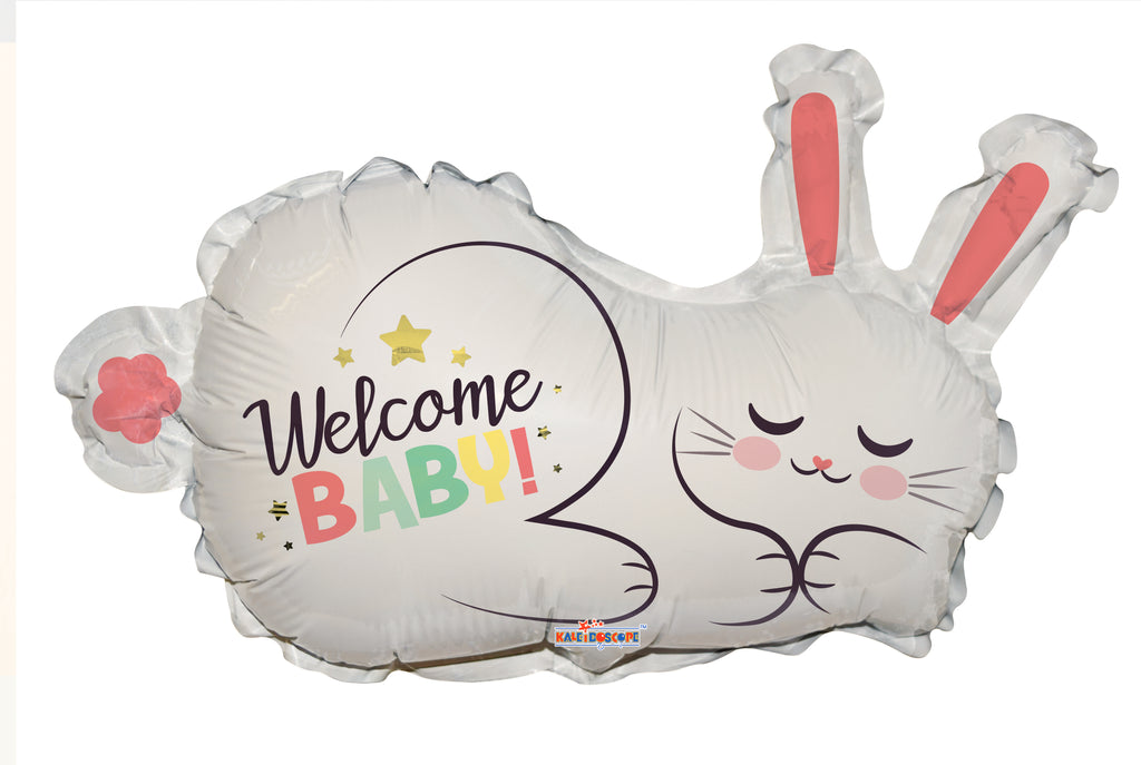 12" Airfill Only Welcome Baby Bunny Shape Foil Balloon