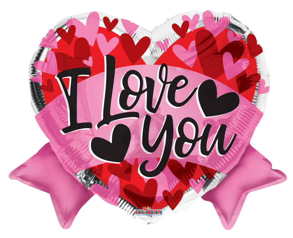 18" Love Heart With Banner Shape Foil Balloon