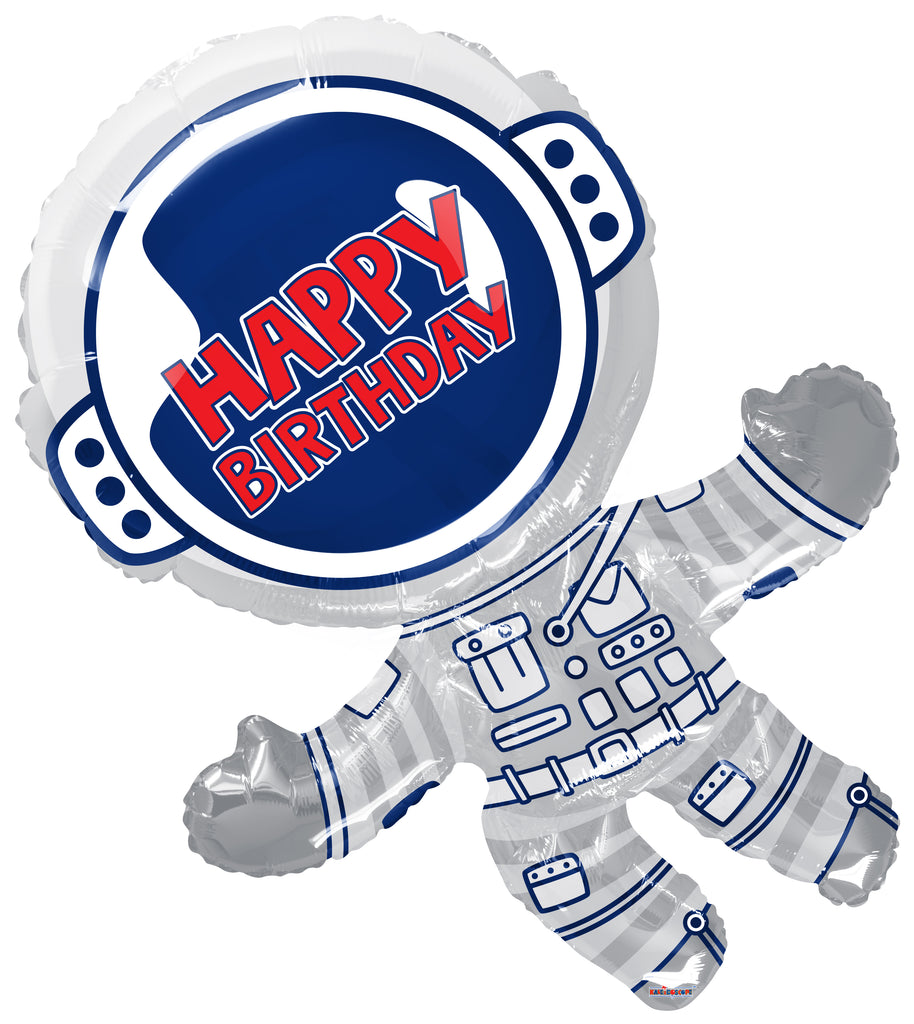 36" Happy Birthday Astronaut Jumbo Shape Foil Balloon
